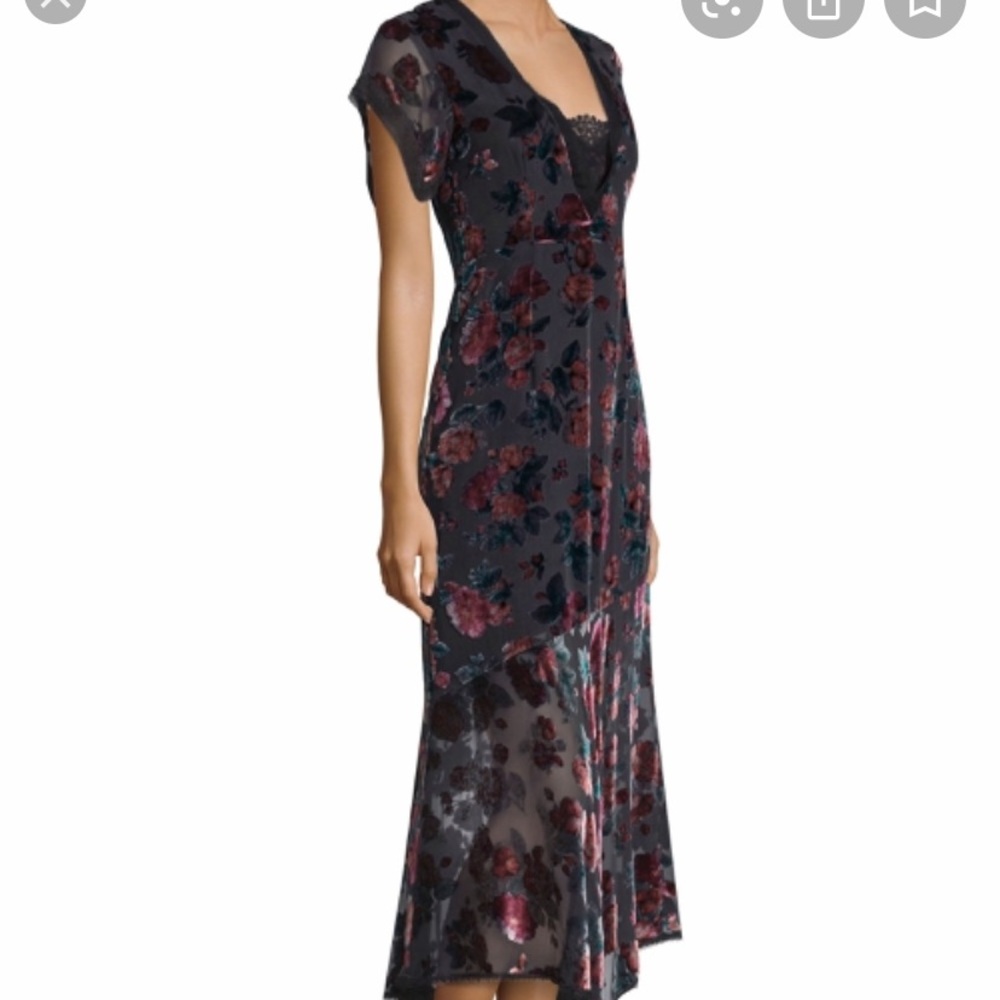 Vintage velvet silk Nanette Lepore belle floral dress gown $648 Y2K luxe - Picture 4 of 17